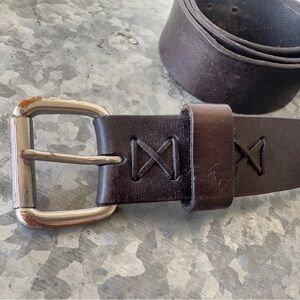 POLO Ralph Lauren mens 42 full grain‎ leather X keeper pony logo